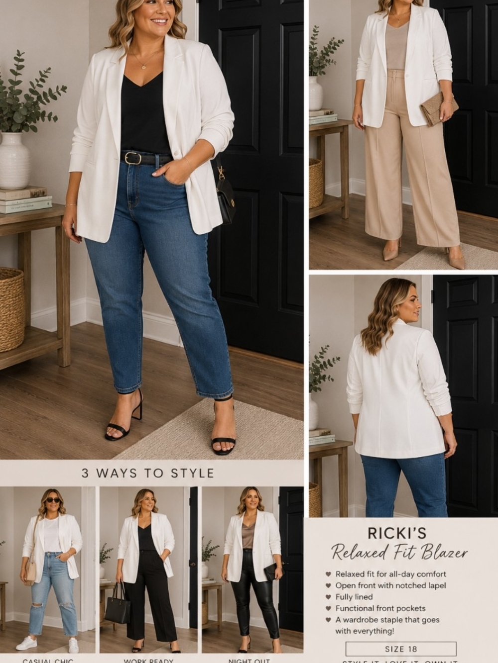 RICKI'S Women's White Open-Front Blazer Coat
